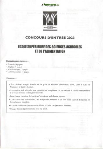 Epreuves concours entrée à ES2A  session 2023 by TEHUA