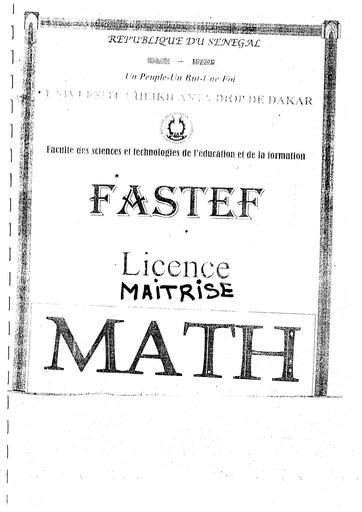 Fastef concours Maths licence et Master by Tehua