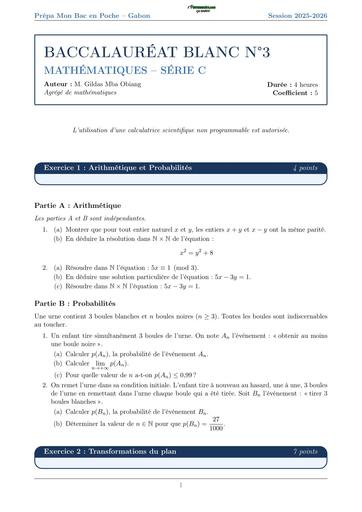 BAC BLANC MATHS SERIE C SUJET 3 BY TEHUA