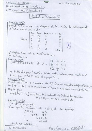 Examen7 Algèbre 3 M I by TEHUA