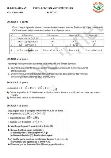 SUJET 7 PREPA BEPC 2024 C MONAJOCE by DJAHASHIKAN