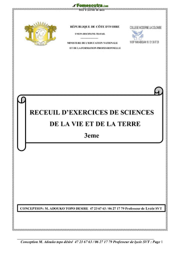 Recueil d'exercices de SVT niveau 3eme