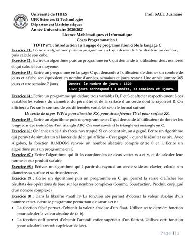 Travaux dirigés Programmation by Tehua