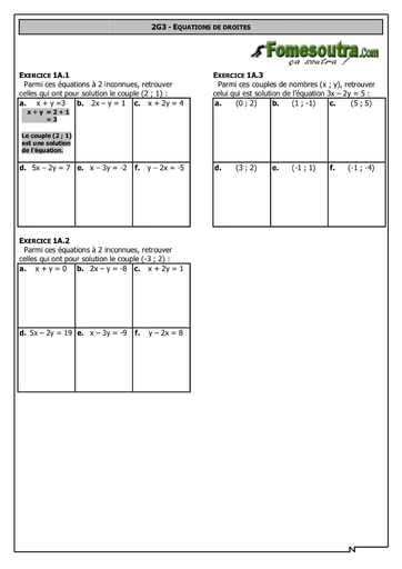Equations de droites 1 - Maths 2nd F2