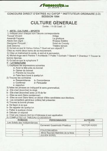 Compilation sujets culture générale Cafop by Tehua