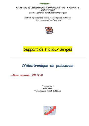 TD BTS Electronique de puissance TD N°2 CORRIGE BY TEHUA