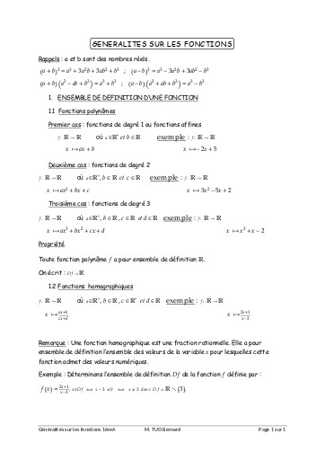 Cours de maths 1ière A généralités sur les fonctions by TEHUA
