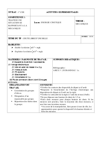 1 CHUTE LIBRE D UNE BILLE