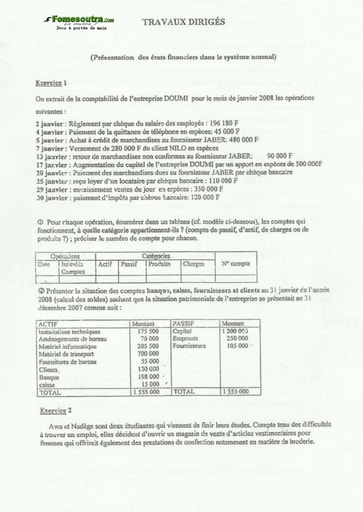 TD (2) Comptabilité - BTS Finance Comptabilité et Gestion des Entreprises