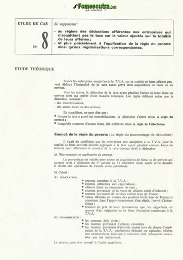 Etude de Cas portant sur l'application les règles du prorata et de l'affectation - BTS industriel