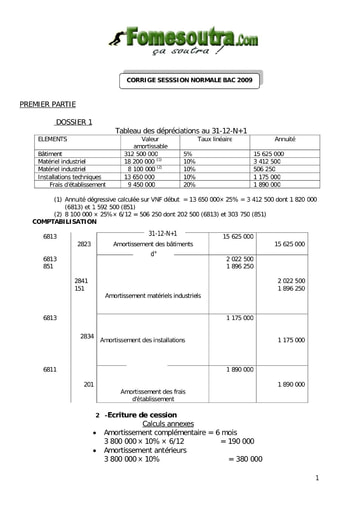 Corrigé d'étude de cas BAC G2 2009