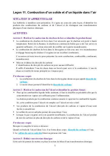 Leçon 11   Combustion d'un solide et d'un liquide dans l'air