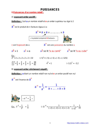 Puissances - Cours maths niveau 4eme