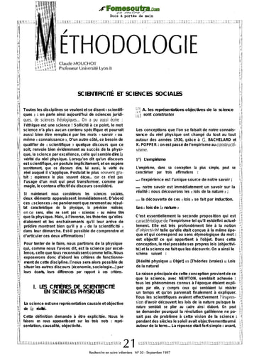 Scientificité et Sciences Sociales