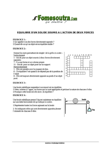 TP de physique sur l’équilibre d'un solide soumis à deux forces niveau 3eme