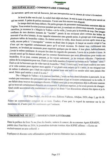 BAC 2026 FR(COMMENTAIRE COMPOSÉ) série ABCD sujet+ barème Ci By TEHUA