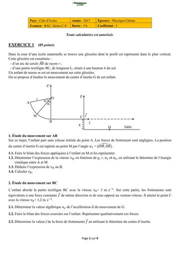 RCI 2017 BAC Series C et E Physique Chimie BY TEHUA