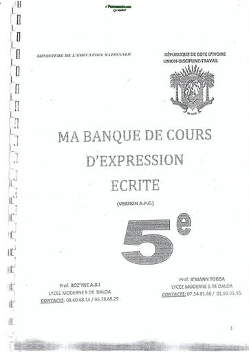 BANQUE DE COURS EXPRESSION ECRITE 5e APC by TEHUA