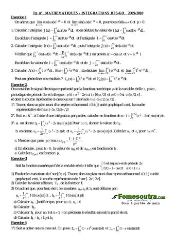 Sujet Corrigé TP (3) Calcul d'Intégral TP Maths BTS GO