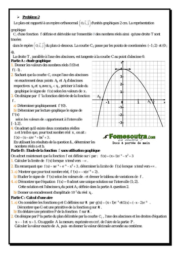 Problème (2) Etude d'une fonction exponentielle - Maths Terminale D