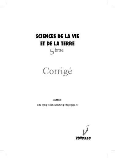 Corrigé Habileté SVT 5ième Édition Vallesse pdf