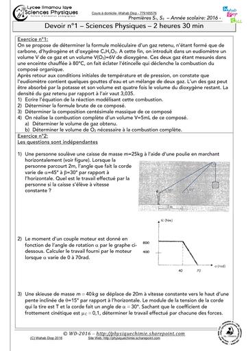 DEVOIR 1ere C PC SN mamou laye