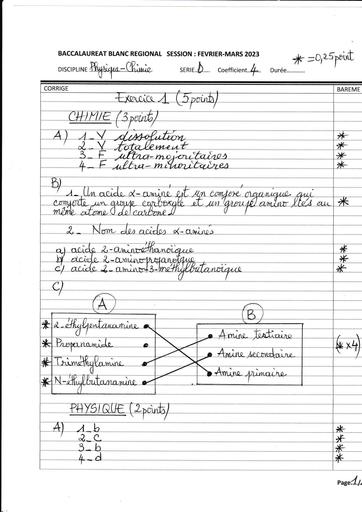 CORRIGE examen blanc fev-Mars 2023PC BAC D