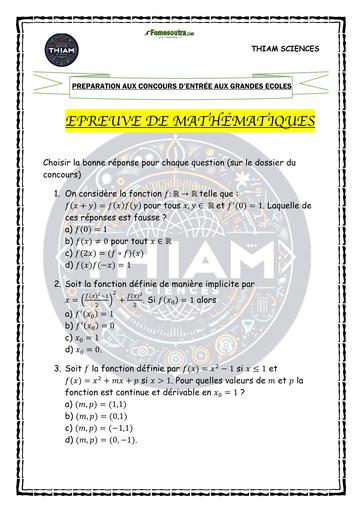 PREPARATION AUX CONCOURS D’ENTRÉE AUX GRANDES ECOLES EPT 2022 BY TEHUA