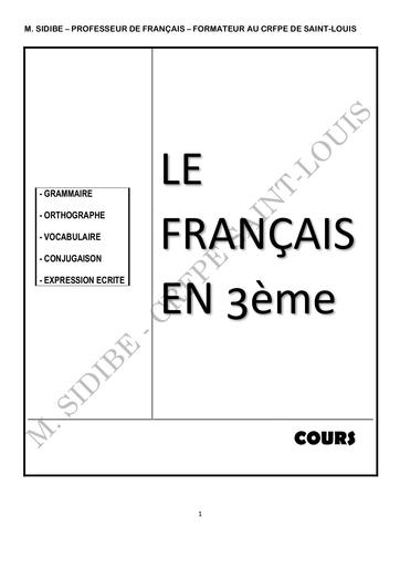 LE FRANÇAIS EN 3ième COURS by Tehua