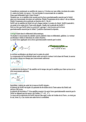 Sujet corrigé (2) de Physique portant sur l'interaction gravitationnelle Terminale C et E