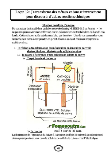 Je transforme des métaux en ions et inversement pour découvrir d’autres réactions chimiques - Chimie 4eme