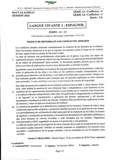 BAC 2026 LV1 ESPAGNO Sujet+corrigé RCI BY TEHUA