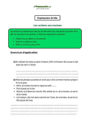 Les actions successives - Cours CE1