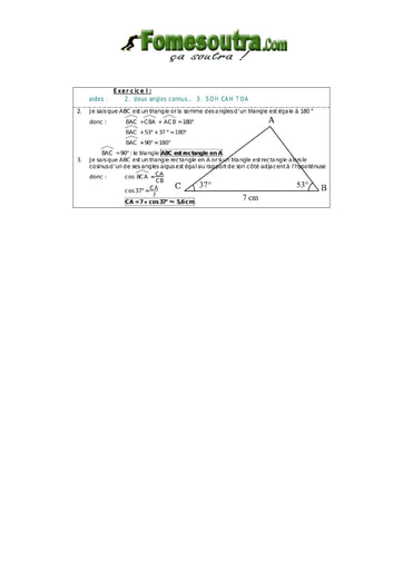 Corrigé TP 1 Trigonométrie maths niveau 3eme