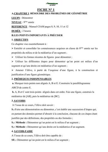 MATHS TECHNIQUE ACTIVITES GEOMETRIQUES 9eme