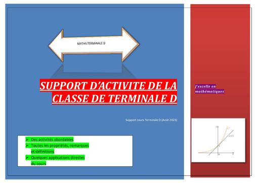 SUPPORT D'ACTIVITE + Cours Maths Tle D(Edition1) by Tehua