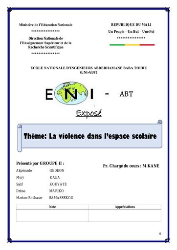 Expose sur La violence dans l’espace scolaire by Tehua