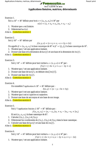 Sujets corrigés Applications linéaires, matrices, déterminants