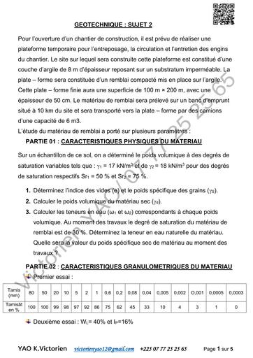 BTP SUJET GEOTECHNIQUE 2 BTP BY TEHUA
