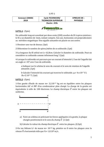 Physique technicien technicien sup EAMAC 2019 by Tehua