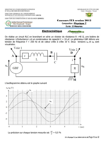 Sujet de Physique 7 concours ITA 2013