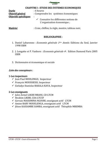 COURS D'ECONOMIE Tle G2 BY TEHUA