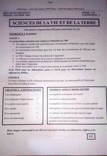 BEPC BLANC 2026 DRENA GAGNOA SUJET SVT (SUJET) by TEHUA