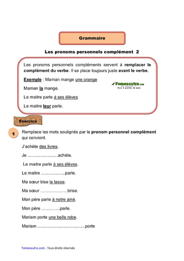 Les pronoms personnels complément 2 - Cours CE1