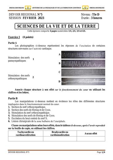 SVT BAC D blanc sujet+barème Daoukro by Tehua
