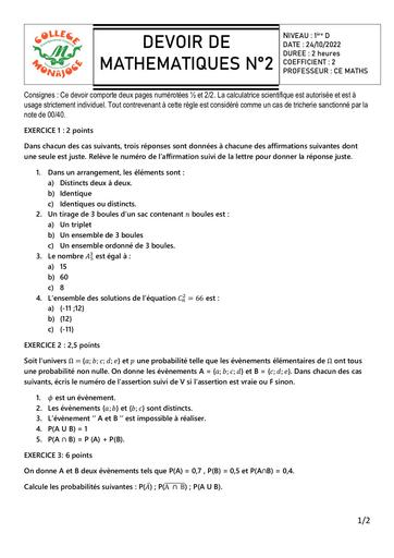 DEVOIR DE MATHEMATIQUES N2 1ere D DENOMBREMENT PROBABILITE by DJAHA.pdf