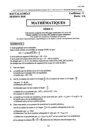 Bac c math 2018