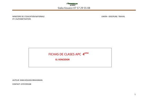 FICHE DE COURS ESPAGNOL EL VENCEDOR APC 4ième by TEHUA