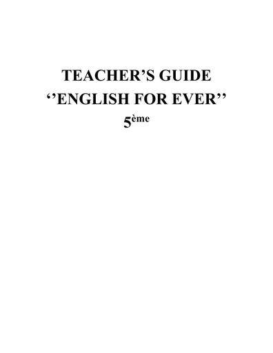 Teacher's Guide  EFE 5ième By Tehua