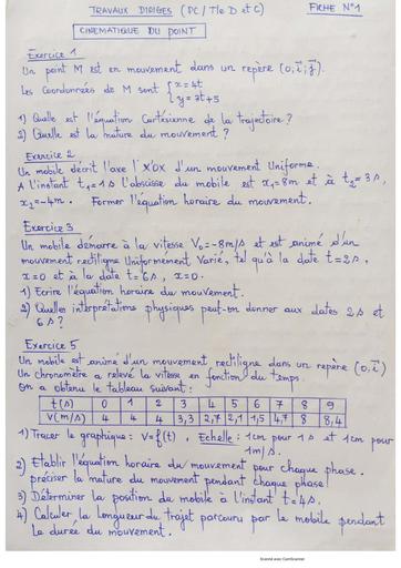 fiche 1 PC Tle D&C (Cinématique du point) by Tehua.pdf